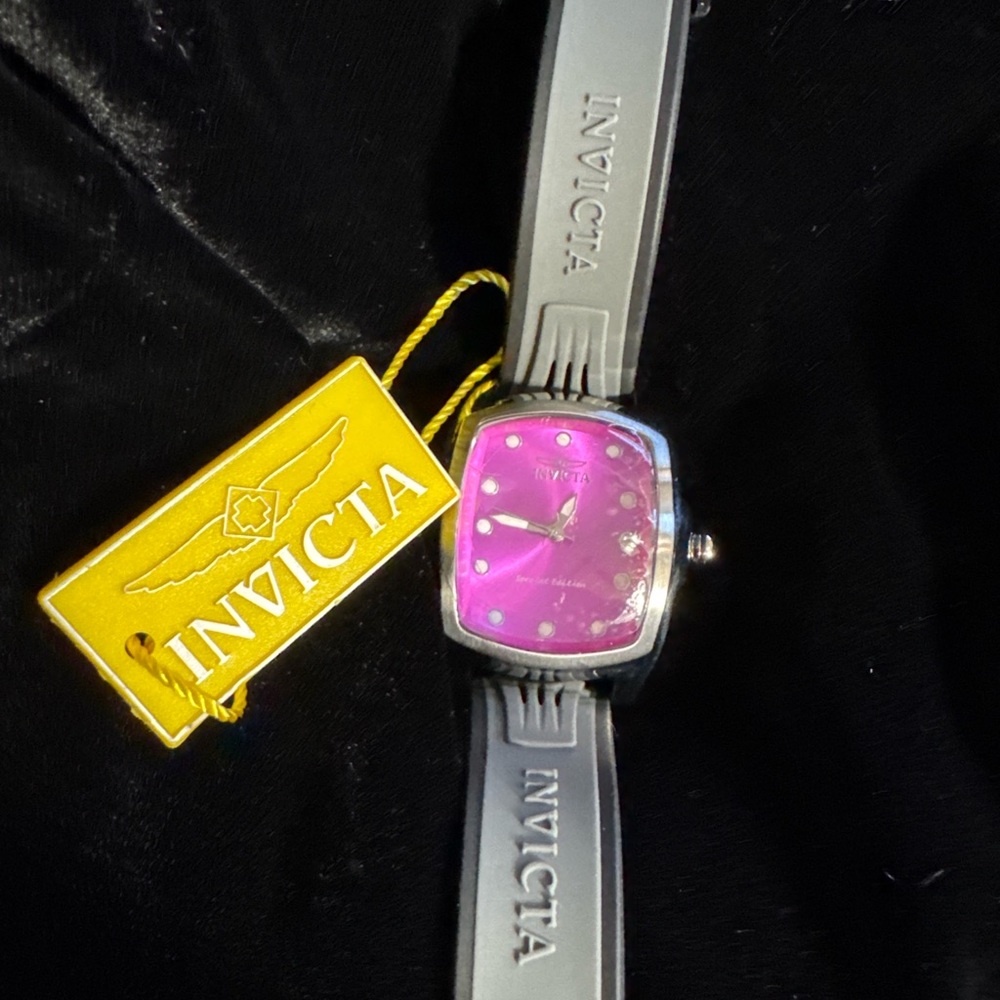 Invicta Watch with Pink Dial and Black Strap